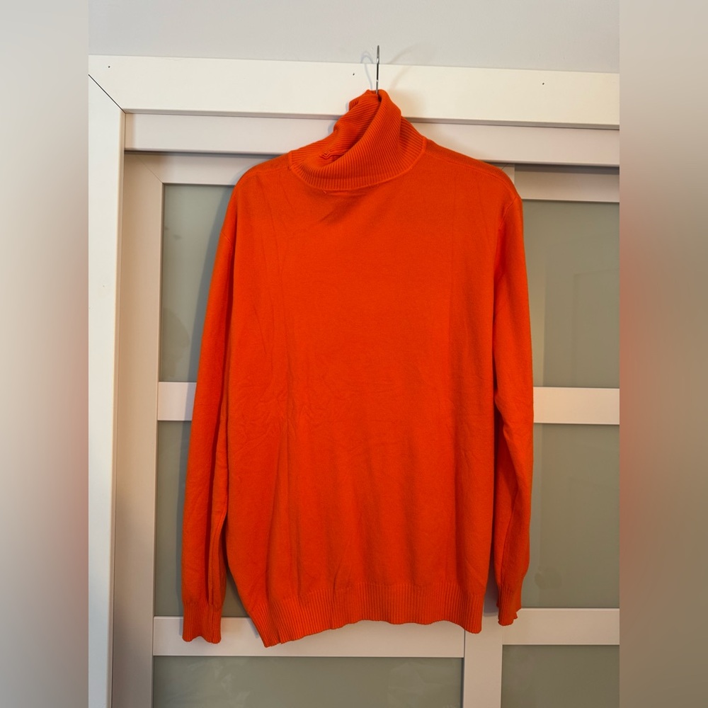 Women's Orange Turtleneck Sweater - Picture 3 of 3
